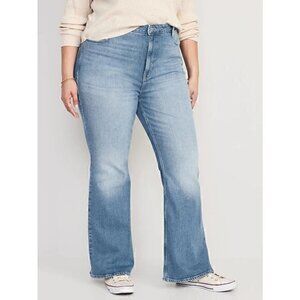 Old Navy Medium Wash Higher High-Waisted Distressed Flare Jeans Plus Size 26
